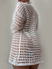 Openwork Boat Neck Long Sleeve Cover-Up Trendsi