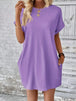 Pocketed Round Neck Short Sleeve Dress -BazaarBey - www.shopbazaarbey.com