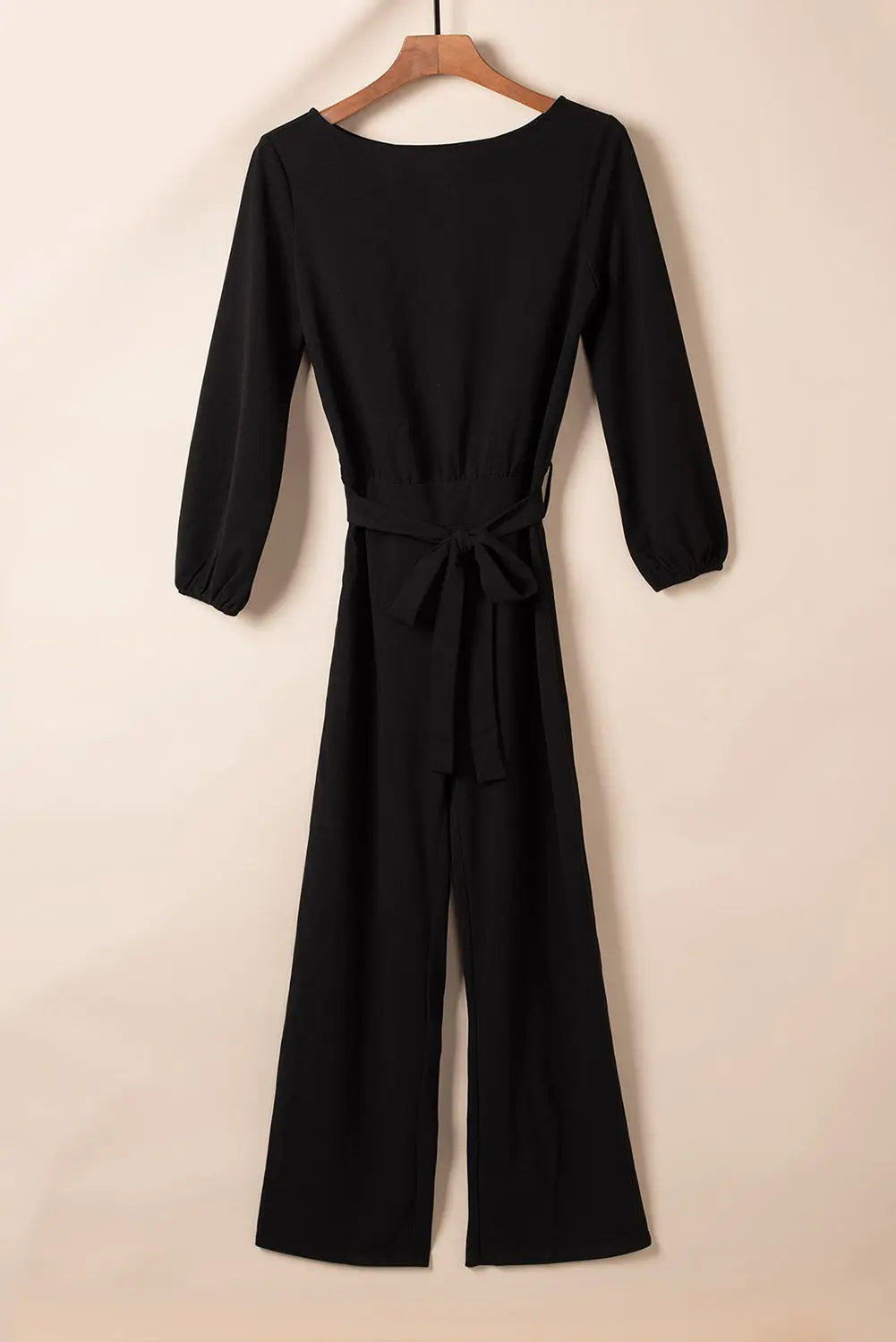 Boat Neck Tie Belt Jumpsuit Trendsi