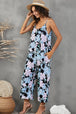 Botanical Print Spaghetti Strap Cropped Jumpsuit Trendsi