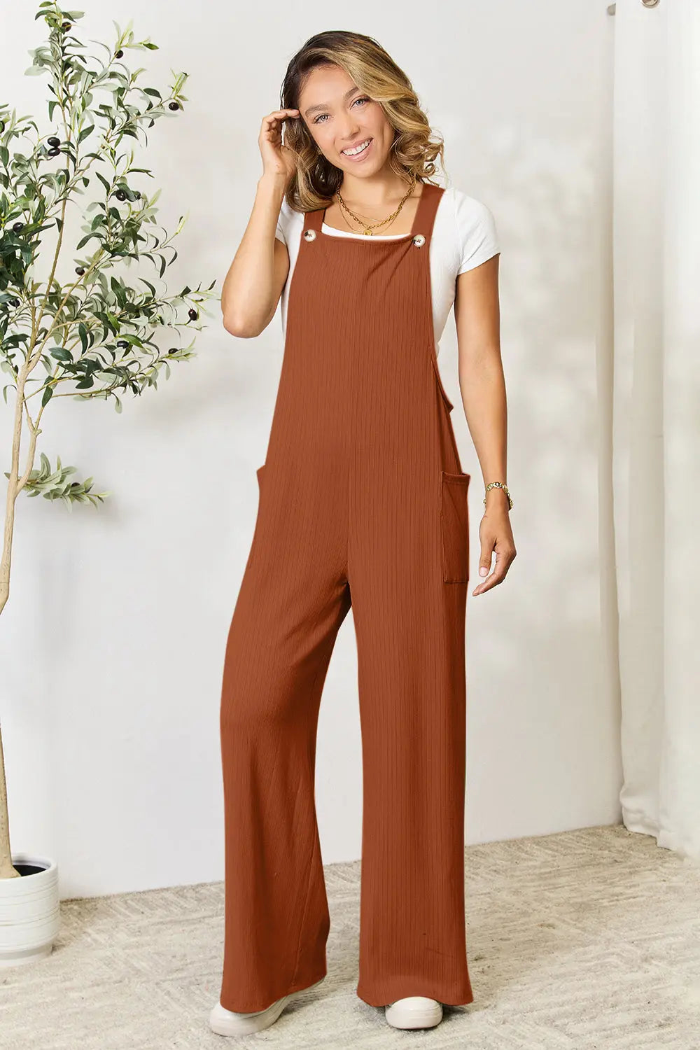   Wide Strap Overall with Pockets Trendsi