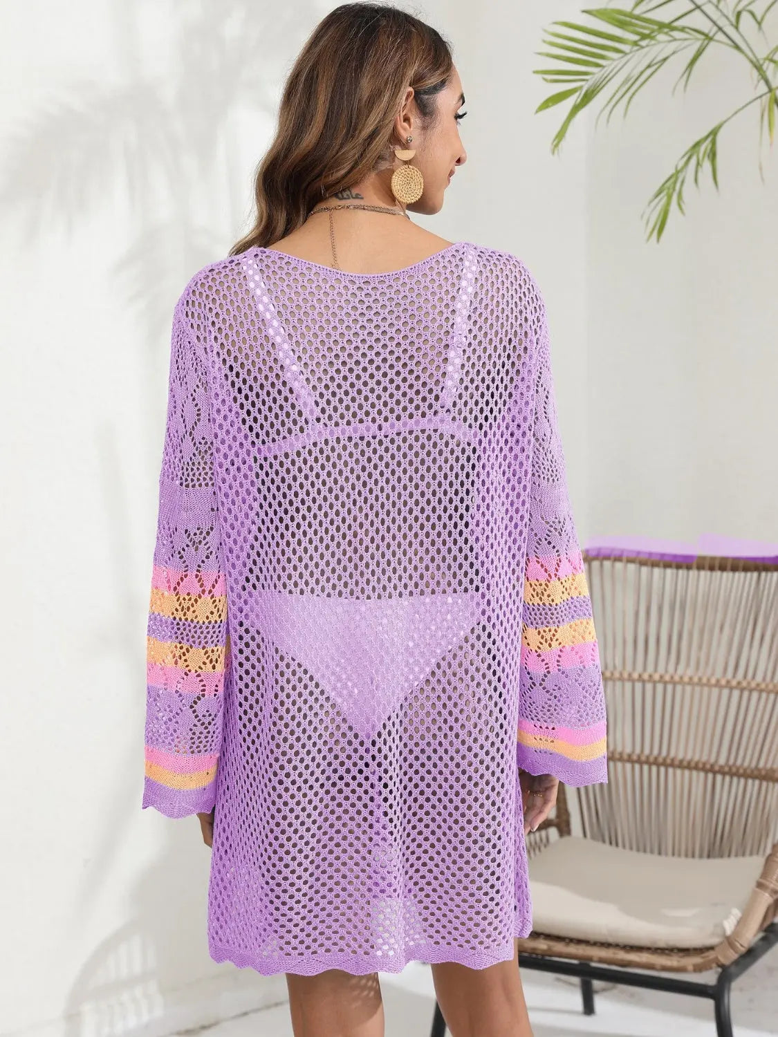 Openwork  Long Sleeve Cover-Up Trendsi