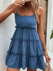 Frill Spaghetti Strap Tiered Dress -BazaarBey - www.shopbazaarbey.com