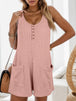 Waffle-Knit Scoop Neck Wide Strap Romper Trendsi