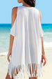  V-Neck Cold Shoulder Cover Up Trendsi