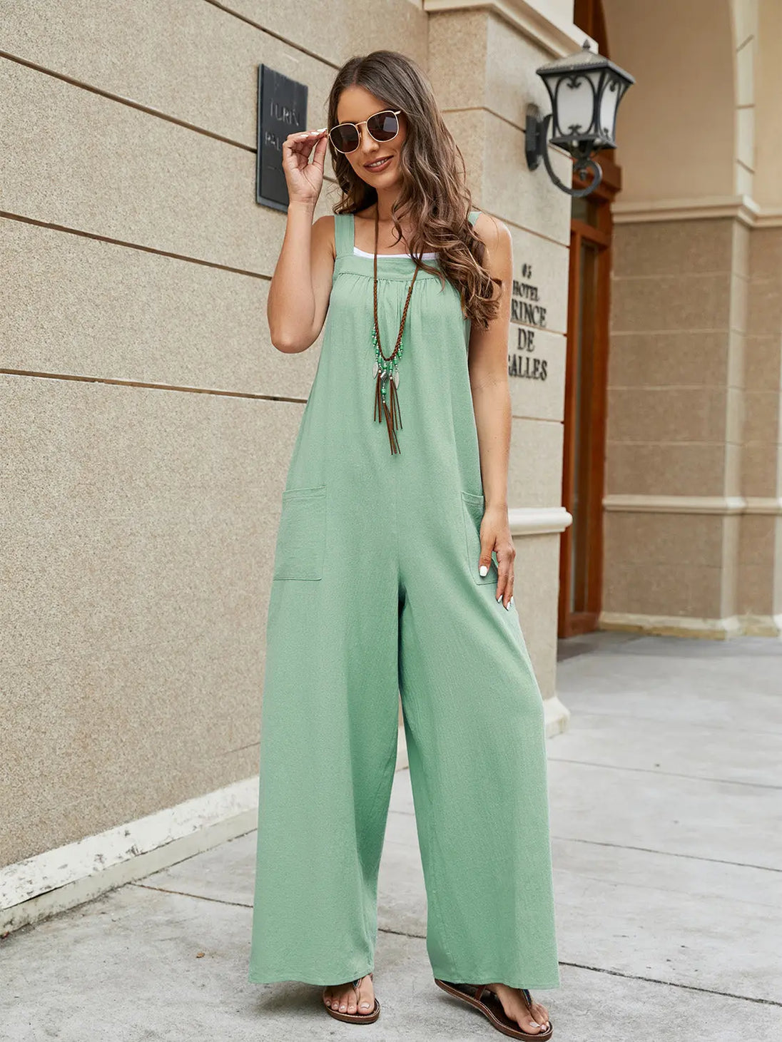 Square Neck Sleeveless Jumpsuit Trendsi