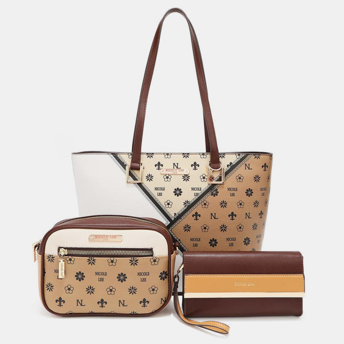  3-Piece Color Block Handbag Set Trendsi