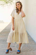  Spring Baby Full Size Kimono Sleeve Midi Dress in Cream -BazaarBey - www.shopbazaarbey.com