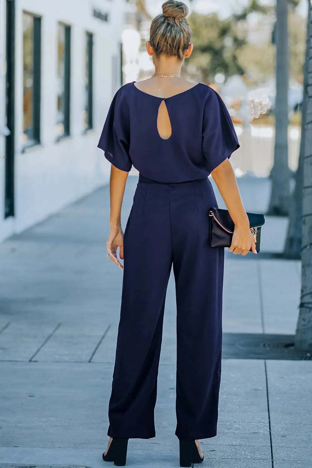  Tie Waist Straight Leg Jumpsuit Trendsi