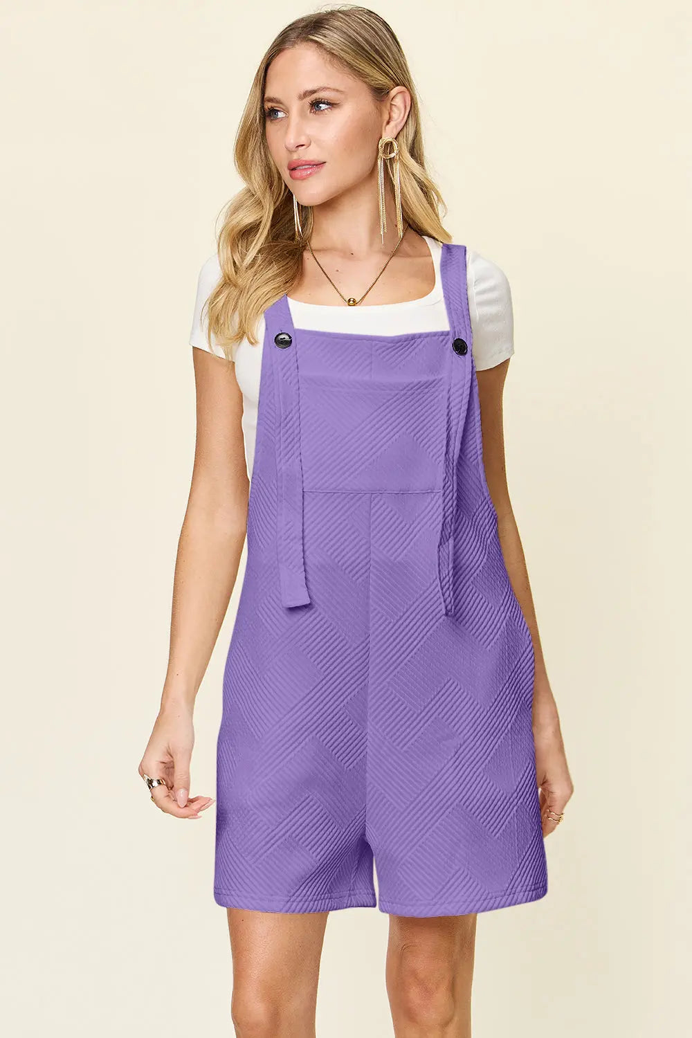   Texture Sleeveless Romper Trendsi