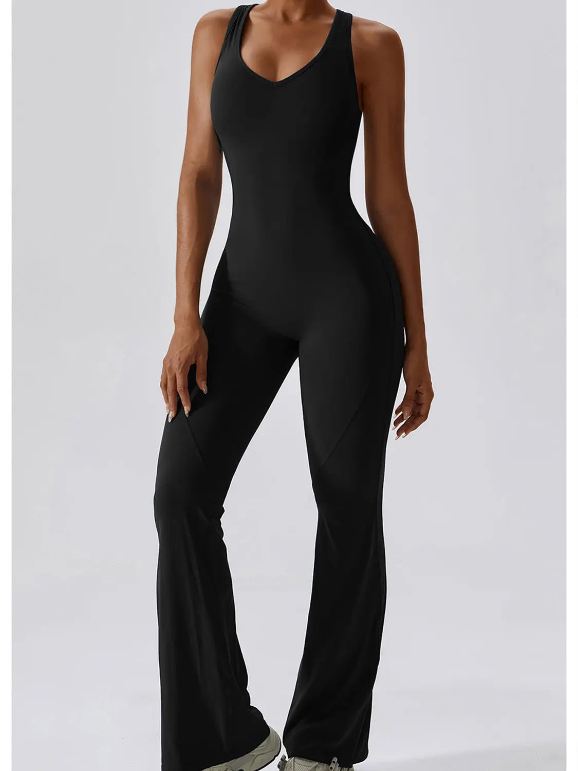  Wide Strap Bootcut Active Jumpsuit Trendsi