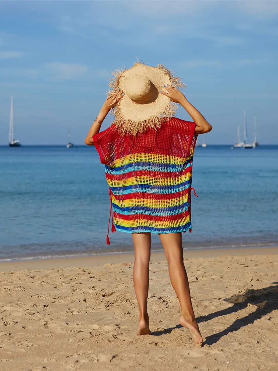  Striped Cover-Up with Tassel Trendsi