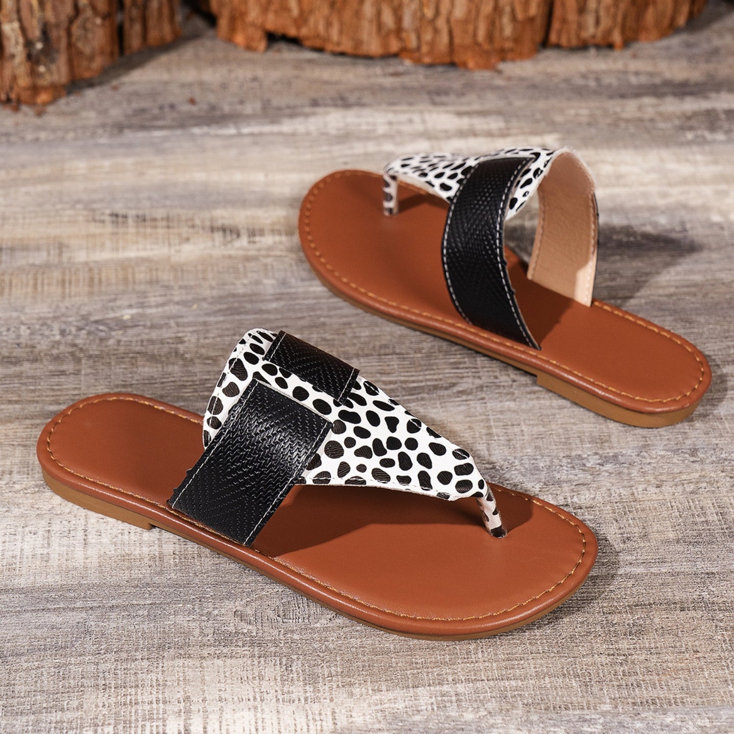 Animal Print Open Toe Sandals Trendsi