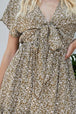 Tied Floral V-Neck Cap Sleeve Dress -BazaarBey - www.shopbazaarbey.com