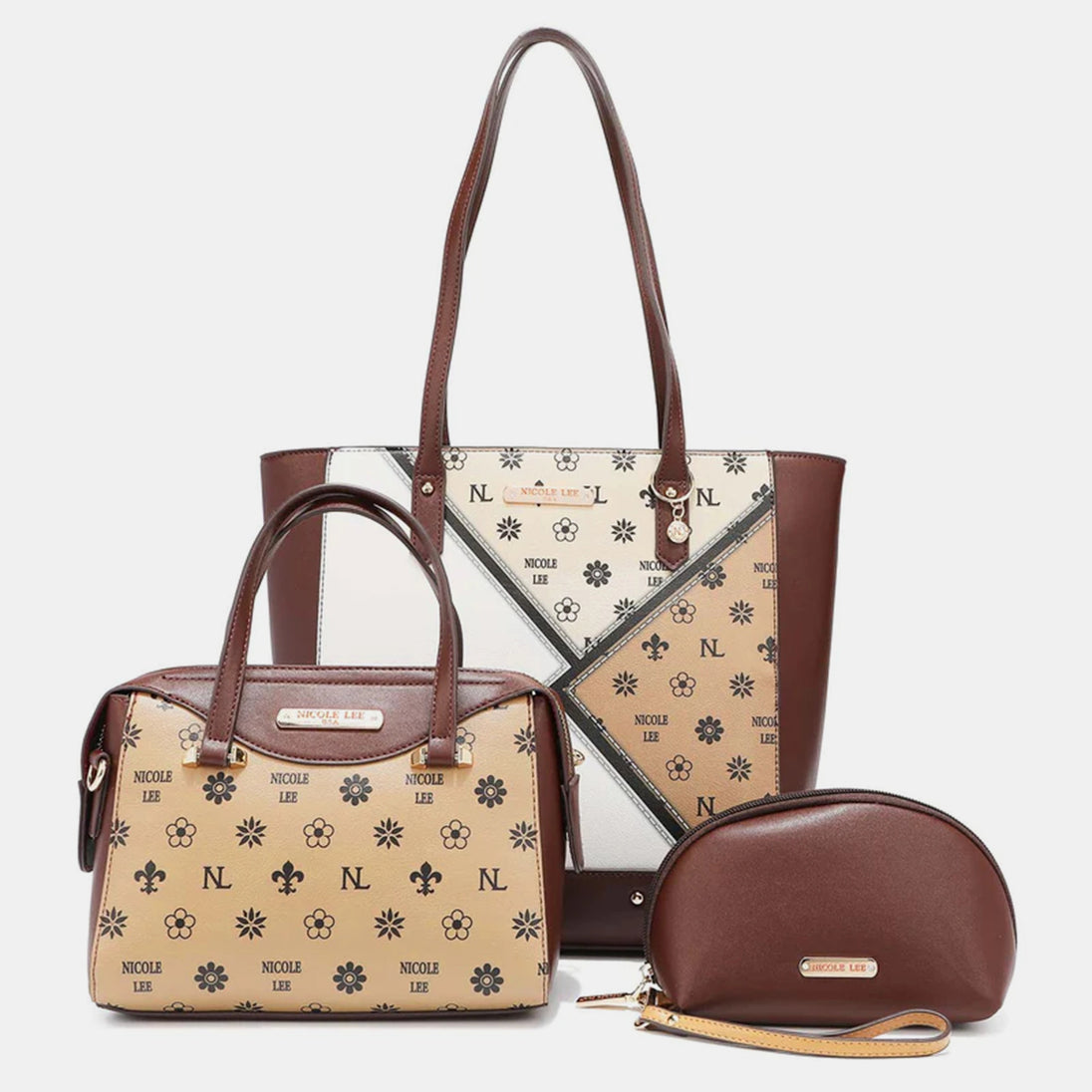  3-Piece Color Block Handbag Set Trendsi