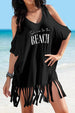  V-Neck Cold Shoulder Cover Up Trendsi