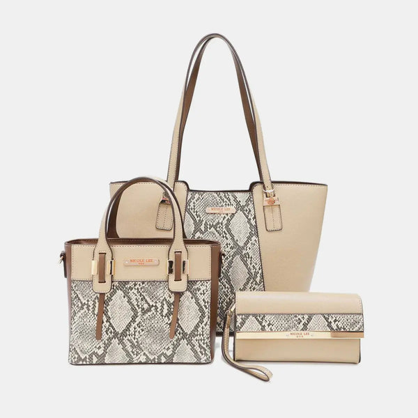  3-Piece Snake Print Handbag Set Trendsi