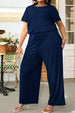  Drawstring Waist Short Sleeve Jumpsuit Trendsi