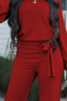 Boat Neck Tie Belt Jumpsuit Trendsi