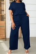  Drawstring Waist Short Sleeve Jumpsuit Trendsi