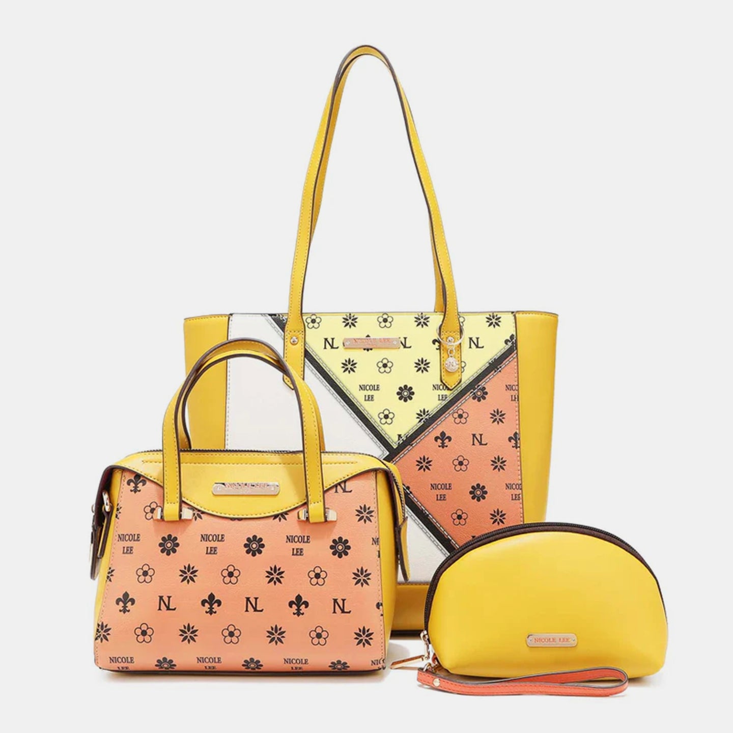  3-Piece Color Block Handbag Set Trendsi