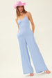  Drawstring Back Sleeveless Wide Leg Jumpsuit Trendsi