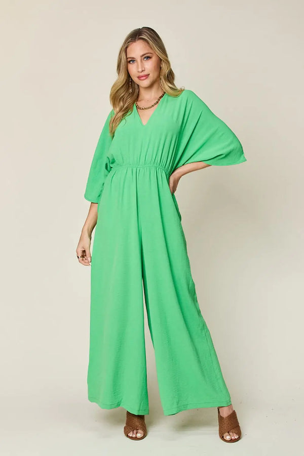 BazaarBey   Half Sleeve Wide Leg Jumpsuit 