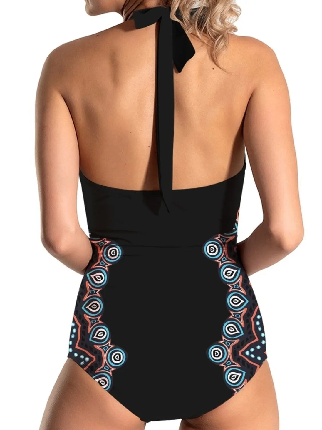  Printed Halter Neck One-Piece Swimwear Trendsi