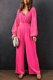 Balloon Sleeve  Plunge Jumpsuit Trendsi