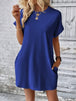 Pocketed Round Neck Short Sleeve Dress -BazaarBey - www.shopbazaarbey.com