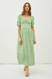  Floral Smocked Back Slit Dress -BazaarBey - www.shopbazaarbey.com