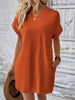 Pocketed Round Neck Short Sleeve Dress -BazaarBey - www.shopbazaarbey.com