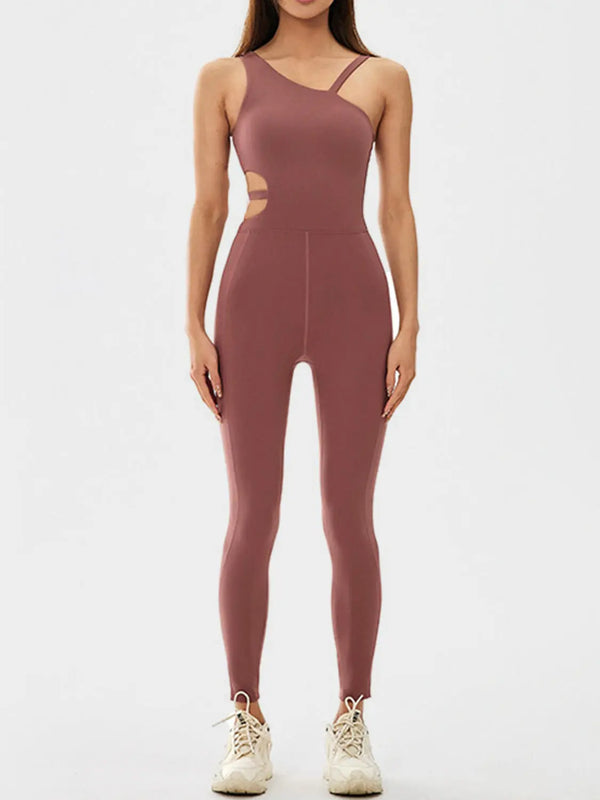 BazaarBey  Asymmetrical Neck Active Jumpsuit 