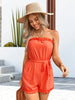 BazaarBey  Trim Belted Strapless Romper 