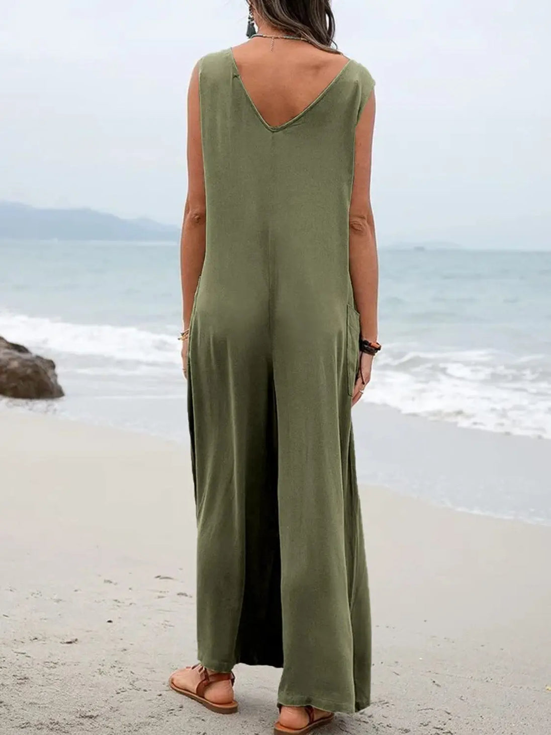  Wide Strap Jumpsuit with Pockets Trendsi