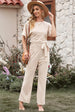 BazaarBey  Tie Waist Straight Leg Jumpsuit 