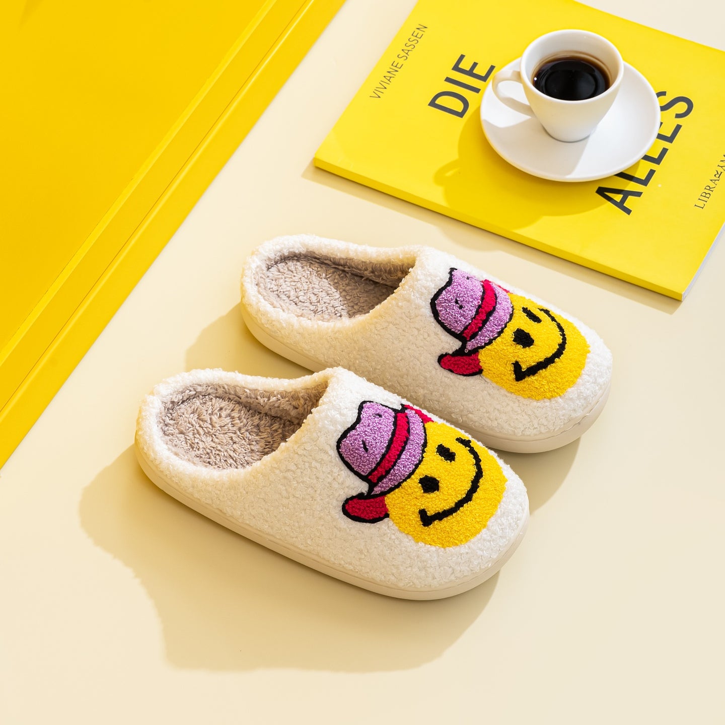 dy Smiley Face Slippers Trendsi