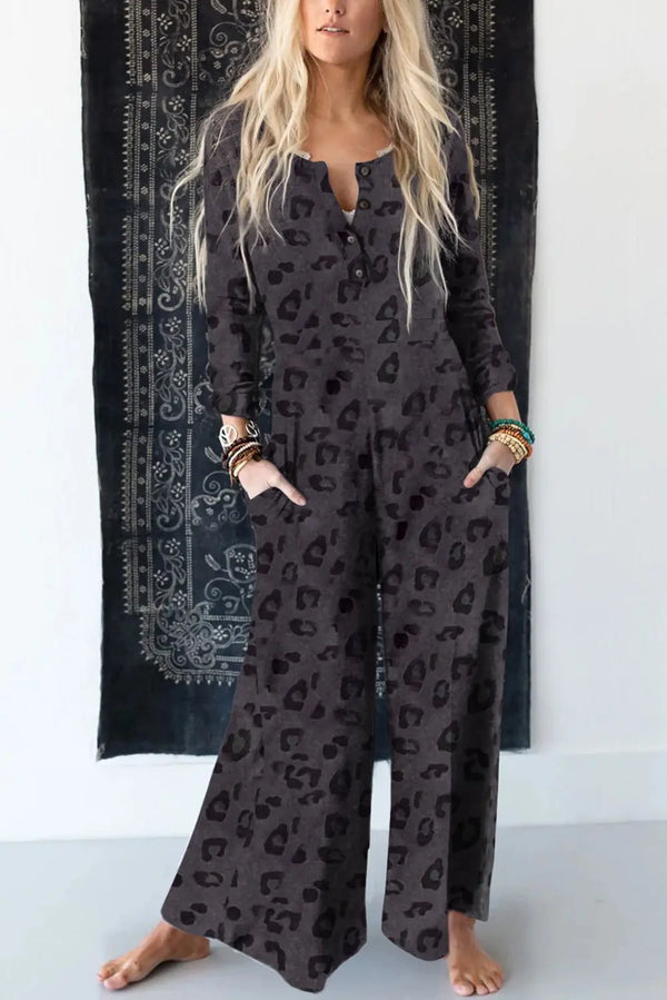 BazaarBey  Buttoned Wide Leg Jumpsuit 