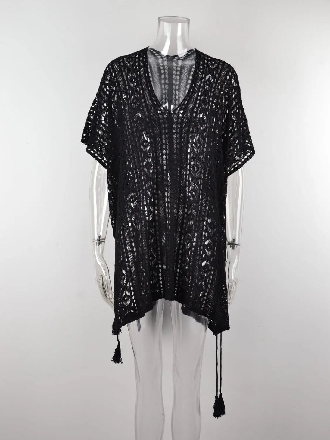  V-Neck Cover-Up with Tassel Trendsi