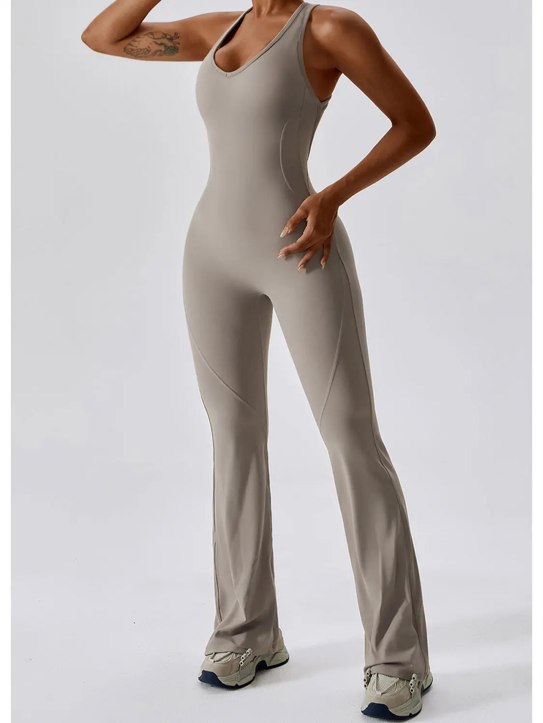  Wide Strap Bootcut Active Jumpsuit Trendsi