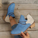 Contrast Canvas Low Heel Boots Trendsi