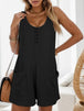 Waffle-Knit Scoop Neck Wide Strap Romper Trendsi