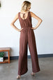  Tie Back Sleeveless Slit Wide Leg Jumpsuit Trendsi