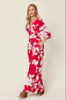   Printed Tie Back Wide Leg Jumpsuit Trendsi