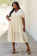  Spring Baby Full Size Kimono Sleeve Midi Dress in Cream -BazaarBey - www.shopbazaarbey.com