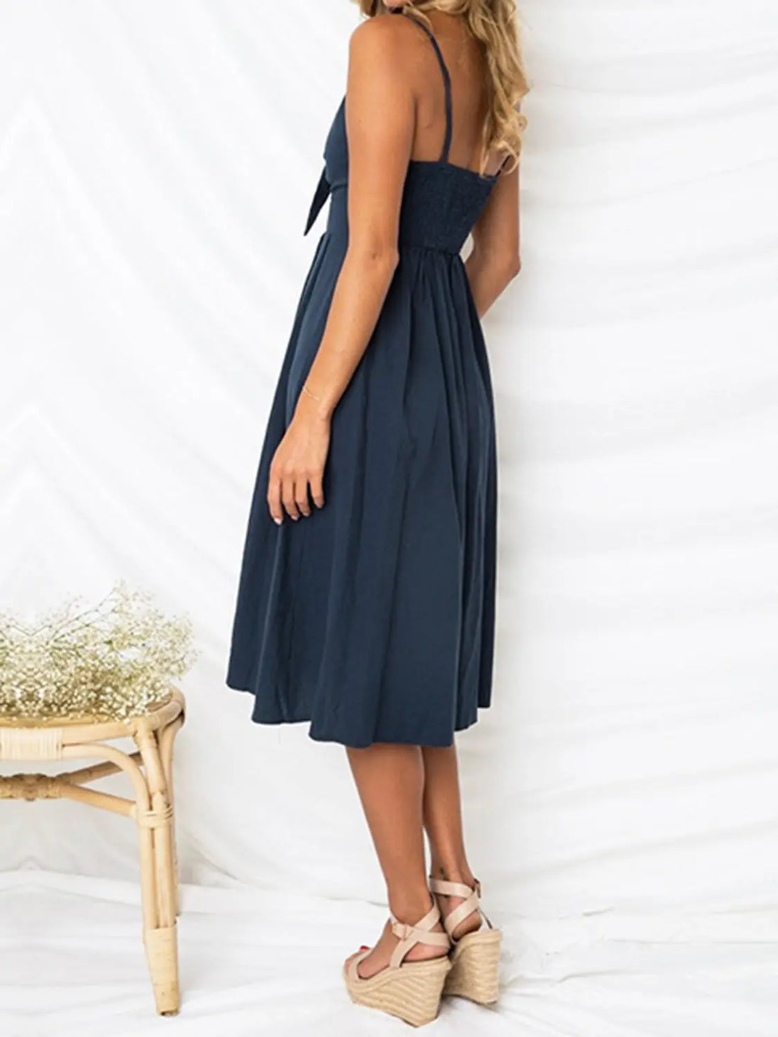 Cutout Smocked Sweetheart Neck Cami Dress -BazaarBey - www.shopbazaarbey.com