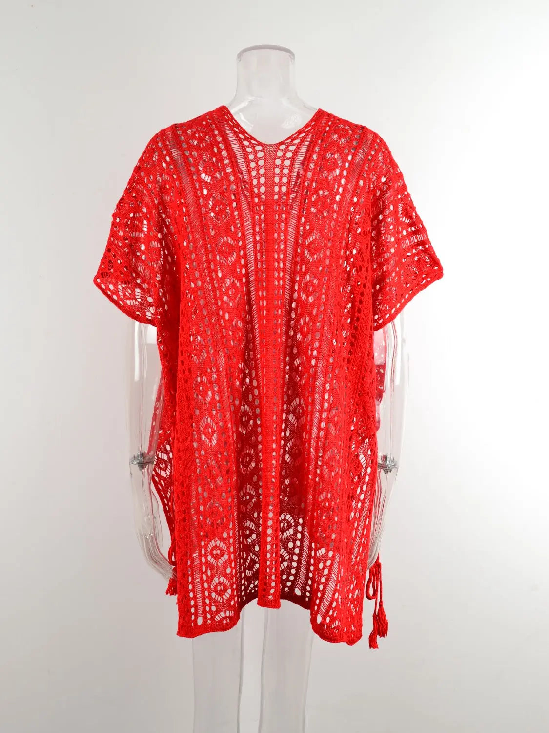  V-Neck Cover-Up with Tassel Trendsi