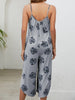 Botanical Print Spaghetti Strap Scoop Neck Jumpsuit Bazaarbey