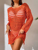 Openwork Boat Neck Long Sleeve Cover-Up Trendsi