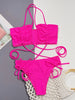 Halter Neck Drawstring Detail Bikini Set Trendsi